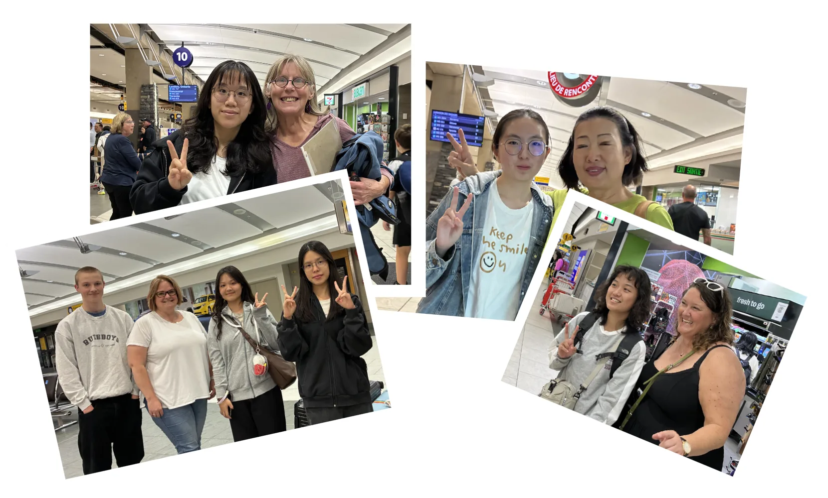 學生抵達卡加利機場，與加拿大寄宿家庭初次見面